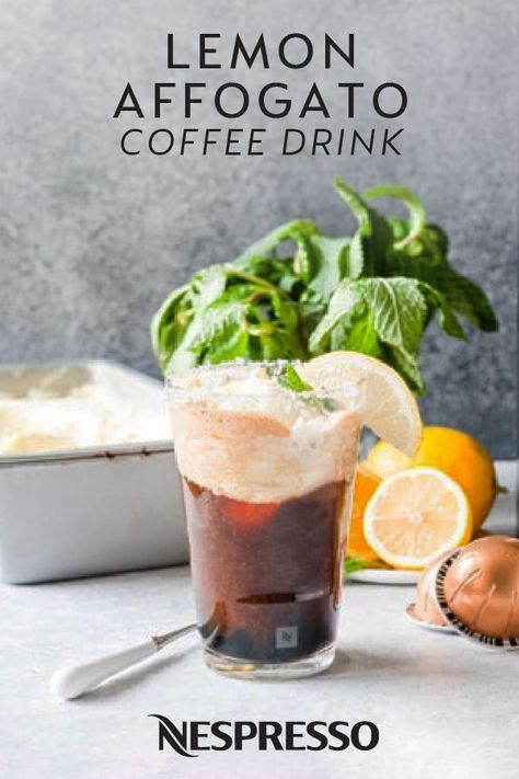 Bright, crisp, and refreshing, we’re loving the citrus fruit flavors in this Lemon Affogato Coffee Drink recipe. Made with your favorite  Nespresso coffee and the VertuoPlus Deluxe, it’s a delicious way to celebrate the end of summer. Click here to see how you can make this iced coffee dessert at home. Summer Coffee Drinks, Espresso Vodka, Affogato Coffee, Lemon Coffee, Menu Drink, Coffee Gallery, Fruit Coffee, Nespresso Recipes, Coffee Rub