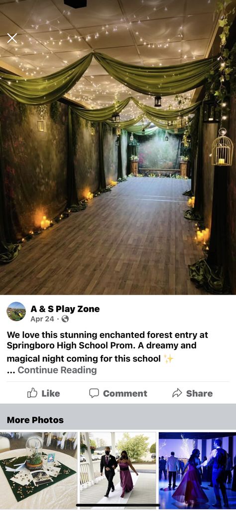 Enchanted Forest Theme Entrance, Secret Garden Themed Prom, Enchanted Homecoming Theme, Enchanted Forest Staircase Decor, Fantasy Homecoming Theme, Enchanted Forest Archway, Mystical Forest Theme Party, Twilight Themed Sweet 16, Forest Fairy Quinceanera Theme