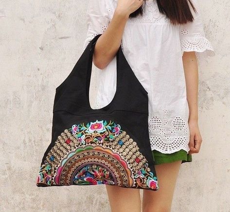 Woman Ethnic Style Boho Embroidery Canvas Tote Messenger  Bag Casual Bag  | eBay Chakras Yoga, Boho Embroidery, Ethnic Bag, Style Festival, Healing Yoga, Cotton Handbag, Yoga Wellness, Bohemian Bags, Bohemian Vibes