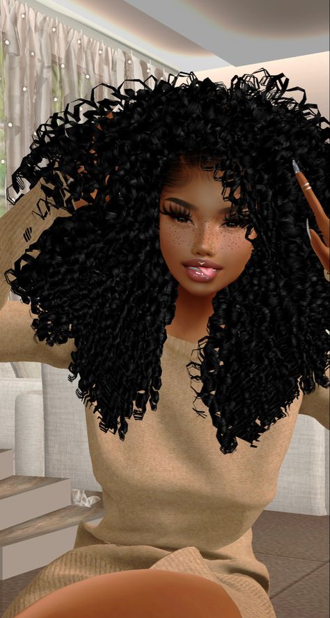 Imvu Curly Hair, Hairstyles Imvu, 4d Hair, Imvu Hair, E Girl Hair, Fairy Grunge Aesthetic, Sims 4 Black Hair, Imvu Outfits Ideas, Imvu Outfits Ideas Cute