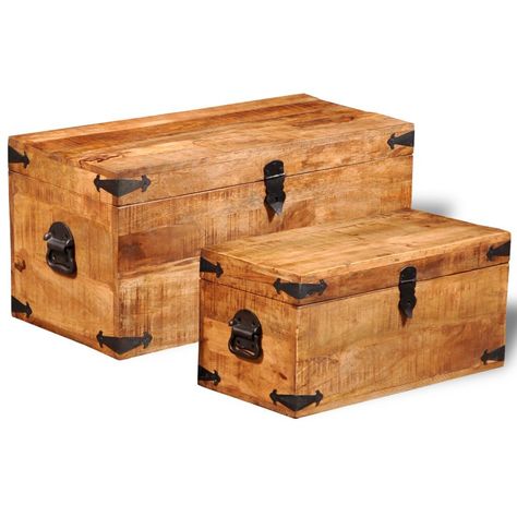 Festnight Suitcase Set of 2 Mango Rough Wood Crates for Storage: Amazon.co.uk: Home & Kitchen Wooden Trunks, Mango Wood, Wooden Boxes, Storage Chest, Solid Wood, Mango, Wood, White