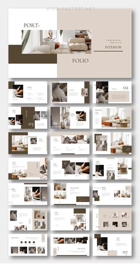 Interior Studio Portfolio Presentation Template – Original and High Quality PowerPoint Templates Part 2 Architecture Portfolio, Interior Design Professional Portfolio, Kitchen Designer Portfolio, Interior Design Student Portfolio Ideas, Furniture Design Presentation Layout, Interior Architecture Portfolio Layout, Archi Presentation Boards, Interior Project Presentation, Portfolio Themes Ideas