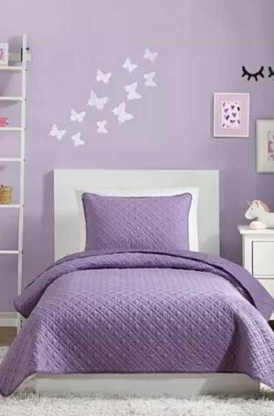 29 Purple Bedroom Decor Ideas | Sebring Design Build Purple Girls Bedroom, Purple Bedroom Decor, Purple Room Decor, Urban Playground, Purple Bedrooms, Purple Bedding, Purple Bedroom, Solid Quilt, Purple Rooms