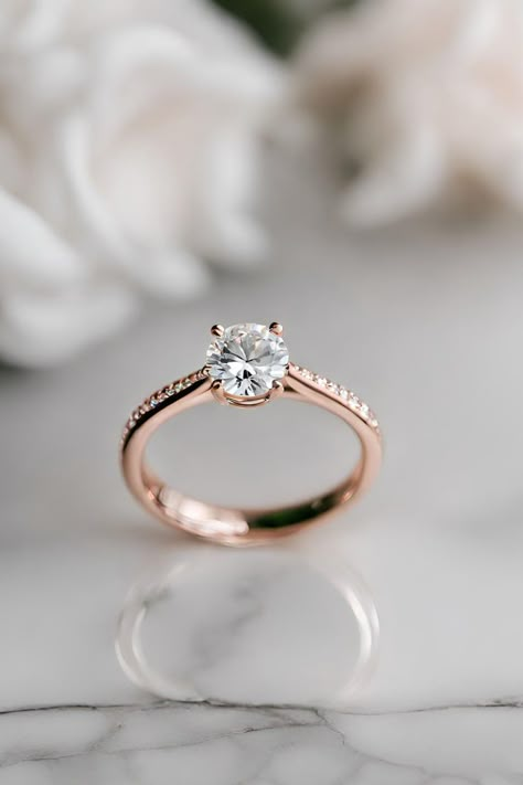 Engagement Rings Rose Gold Band, Engagement Ring Rose, Elegant Simple Engagement Rings, Simple Elegant Wedding Ring, Rose Gold Rings Simple, Engagement Rings For Small Hands, Simple Elegant Engagement Rings, Engagement Rings Simple Round, Engaged Rings