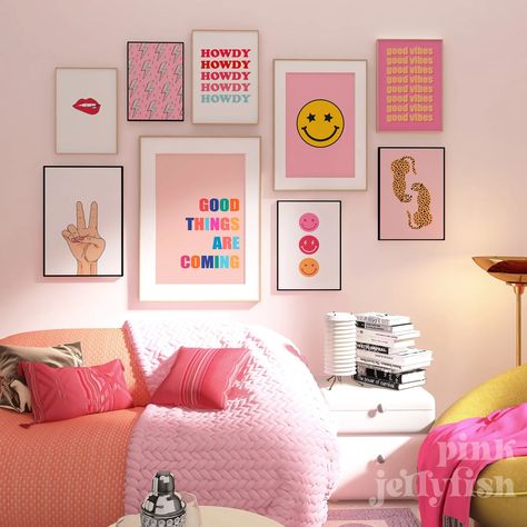 Pink Preppy Prints Set of 9 Printable Art Colorful Gallery - Etsy Behind Toilet, Organization Dorm, Preppy Prints, Preppy Bedroom Decor, Toilet Decor, Pink Dorm, Home Nails, Apartment Wall Decor, Nails Home