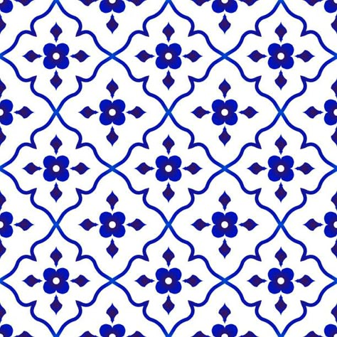 Laundry Room Floor Plans, Laundry Room Floor Tile, Blue Pottery Designs, Flower Tile Pattern, Morocco Pattern, Laundry Room Floor, Floor Tile Ideas, Floor Makeover, Flower Background Design