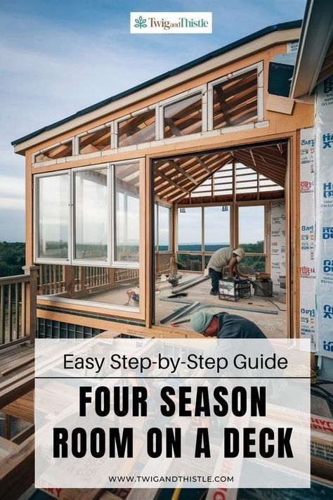 Sunroom Construction Ideas, Sunroom Deck Ideas, Diy Florida Room, Diy 4 Season Room Addition, Backyard Additions Living Spaces, Enclosed Deck Ideas Four Seasons, Sun Room Home Additions, Add On Sunroom Room Additions, 3season Rooms Sunrooms