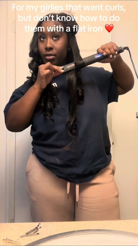 how to use flat iron to do curls👀🧐 follow @curlyme_com for more cr TT@jakiaa.lynn #fyp #foryou #hairtutorial #howto #curlinghair… | Instagram How To Do Curls With Flat Iron, How To Curl Wig With Flat Iron, How To Do Flat Iron Curls, How To Flat Iron Curl, How To Curl With Flat Iron, How To Curl Hair With A Flat Iron, Ways To Curl Your Hair With A Flat Iron, Flat Iron Curls Black Women, Curl With Flat Iron