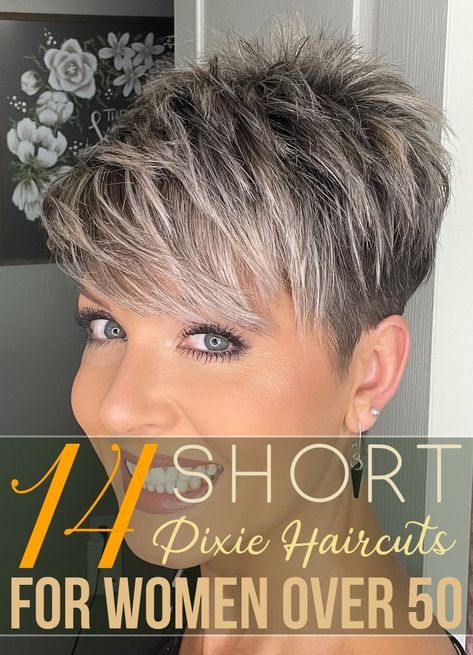 Pixie Stacked Haircut, Pixie Haircut For Gray Hair, Frosted Short Hair, Undercut Pixie Edgy Over 50 Fine Hair, Stacked Hairstyles For Fine Hair, Pixie Haircut For Thick Hair Over 50, Stacked Pixie Haircut For Fine Hair, Short Haircut With Layers For Thick Hair, Short Pixie Haircut For Thick Hair