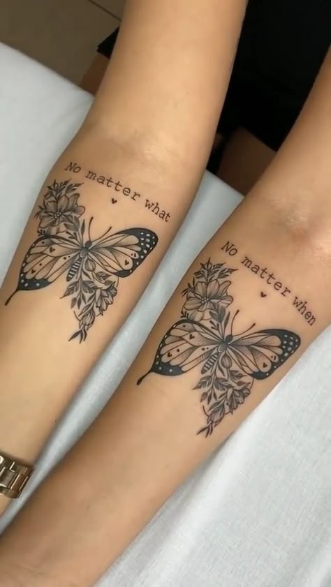 Tattoo Writing, Butterfly Tattoos On Arm, Unique Butterfly Tattoos, Matching Friend Tattoos, Daughter Tattoo, Hand Tattoos For Girls, Cute Hand Tattoos, Butterfly Tattoos For Women, Sister Tattoo