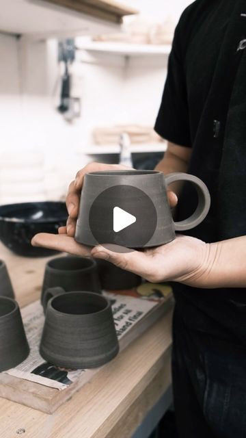 羅 on Instagram: "Attaching handle  Last step of making a cup before bisque firing  #ceramic #pottery #cups #handcraft #handle #minimalism" How To Make Handles Pottery, Clay Handles Ideas, Tea Cups Pottery, Hand Shaped Pottery, Hand Built Cups, Ceramic Handles Ideas, Pottery Handles Ideas, Ceramics Cup Ideas, Hand Built Mug