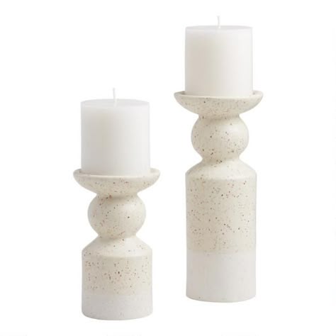 Ceramic Candles, Wood Pillar Candle Holders, Dried Wreath, Chic Natural, White Pillar Candles, Roman Columns, Pillar Candle Holder, Ceramic Color, Candle Plate