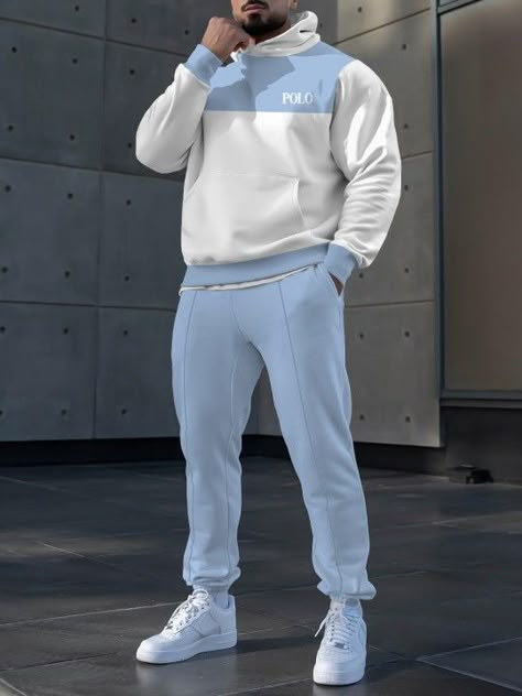 Blue Hoodie Outfit, Sport Style Outfits, Hoodie Outfit Men, Jogging Suits, Galaxy Planets, Creative T Shirt Design, Mens Fashion Blazer, Mens Jogger Pants, Pajama Outfits