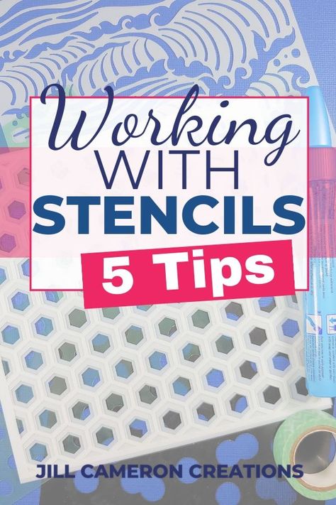 Find out how to get the best possible images using stencils with these 5 quick tips!  #stencil #cardmaking #papercraft #handmade #crafthack https://jillcameroncreations.com/5-quick-tips-for-using-stencils/ Stencils For Card Making, How To Use Stencils, Using Stencils On Cards, Reverse Stenciling, Stenciled Cards, Stencils Ideas, Stencilling Techniques, Card Making Stencils, Stencil Cards