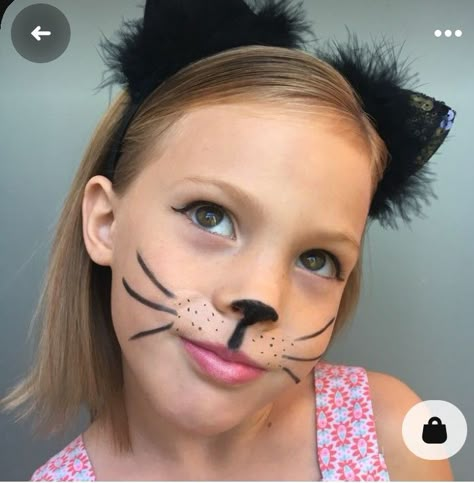 Simple Kitty Face Paint, Face Painting Cat Easy, Kids Kitty Cat Makeup, Girls Cat Face Paint, Easy Kitty Face Paint, Kitty Cat Makeup Kids, Kid Cat Face Paint, Cat Face Paint Easy For Kids, Cat Face Paint Simple