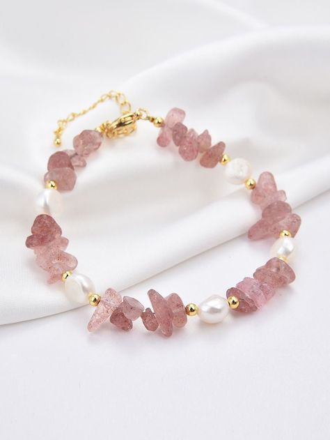 Diy Crystal Bead Jewelry, Pink Handmade Bracelet, Crystal Handmade Jewelry, Stainless Steel Jewelry Diy, Pink Bead Jewelry, Beaded Bracelets Crystal, Crystal Bracelets Ideas, Beaded Crystal Bracelets, Fancy Beaded Bracelets