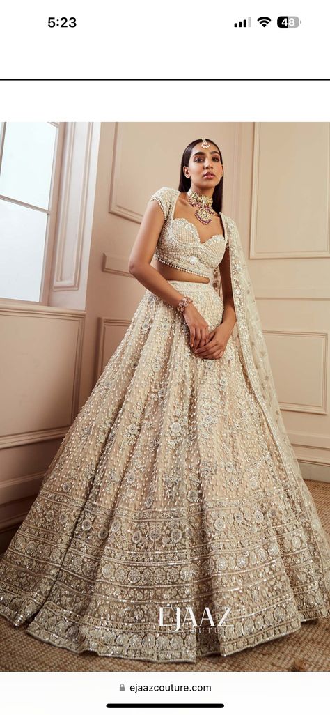 Ejaaz Couture, Ivory Lehenga, White Lehenga, Reception Lehenga, Bridal Party Dresses, Indian Embroidery, Indian Wedding Dress, Indian Outfit, Women Wedding Guest Dresses