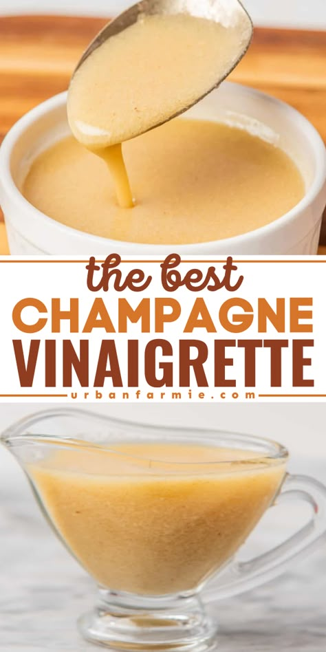 The BEST Champagne Vinaigrette ever! This champagne vinegar salad dressing is a simple condiment recipe with classic ingredients. Light and refreshing, this homemade dressing for salads is also elegant enough for special occasions! Everyday Salad Dressing, Refreshing Salad Dressing, Best Homemade Salad Dressings, Simple Vinegrette Recipes, Savory Dressing Recipes, Salad Vinaigrette Recipes, Fresh Salad Dressing Recipes, Champagne Dressing Salad, Sweet Vinaigrette Recipes