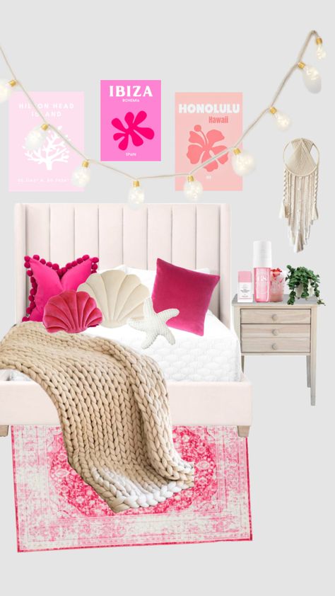 #pink #homedecor #dreamroom #preppy Pink Room Theme, Preppy Pink Bedroom, Pink Preppy Room, Dream Bedroom Luxury, Preppy Rooms, Room Preppy, Bed Inspo, Preppy Shuffles, Room Wishlist