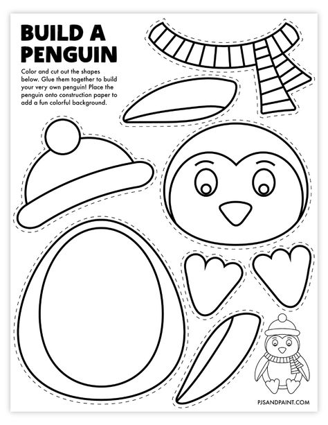 Build A Penguin, Penguin Crafts Preschool, Mother's Day Crafts For Kids, Unicorn Craft, January Crafts, Penguin Crafts, Free Printable Crafts, Penguin Craft, December Crafts