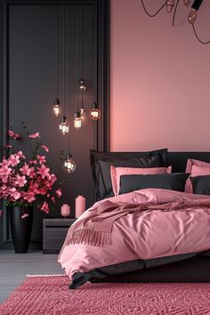 Pink And Black Bedroom Ideas, Pink And Black Bedroom, Pink Bedroom Accessories, Black Bedroom Ideas, Amazing Bedroom Designs, Bedroom Sanctuary, Pink Bedroom Decor, Attic Bedrooms, Pink Bedrooms