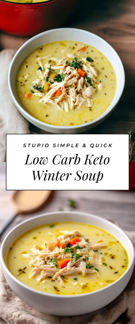 Image for Low Carb Keto Winter Soup Kept Soup Recipes, Healthy Soup Low Carb, Clean Keto Soup Recipes, Keto Split Pea Soup, Keto Kale Soup Recipes, Easy Healthy Dinner Soup, Keto Wedding Soup, Quick Keto Soup, Keto Crockpot Recipes Soup