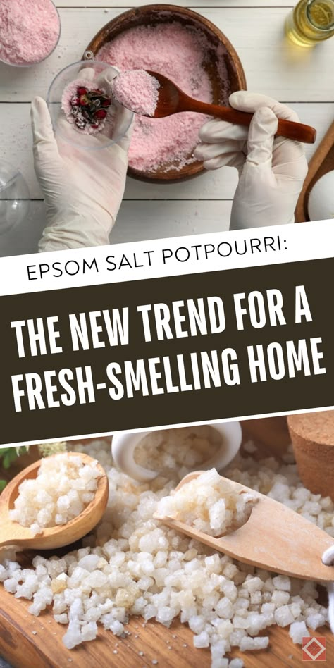 Ditch those chemical sprays and switch to Epsom salt potpourri for a fresher, healthier home. This natural solution is easy to make and leaves your home smelling wonderful. Save this pin for later and see why Epsom salt potpourri is the best choice. Click to find out more! Oven Scents House Smells, Diy Deodorizer For Home, How To Make Epsom Salt, Natural Ways To Scent Your Home, Downy Scent Beads Uses, Potpourri Ideas Decor, Non Toxic Room Scent, Make My Home Smell Amazing, Diy Air Freshener With Epsom Salt