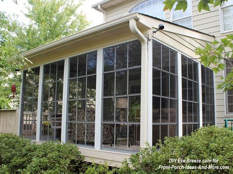 Screen porch panels turn a screened porch into a 3 season room Screen Porch Panels, Diy Sunroom, Sunroom Kits, Sunroom Windows, Porch Kits, Porch Enclosures, Porch Design Ideas, Screened Porch Designs, Three Season Porch