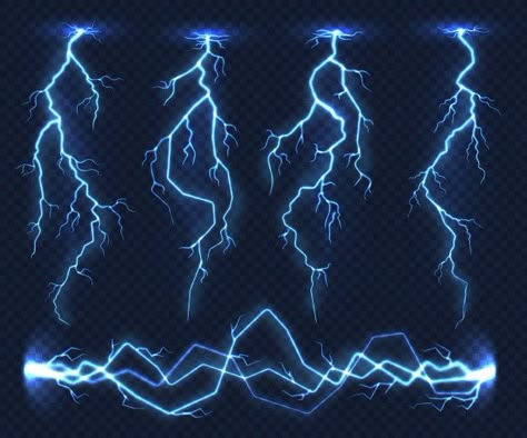 Realistic lightnings. electricity thunde... | Premium Vector #Freepik #vector #abstract #light #cloud #nature Storm Magic Art, Electric Powers Magic, Draw Electricity, Drawing Powers, Drawing Lightning, How To Draw Lightning, Thunder Power, Lightning Art, Lightning Powers