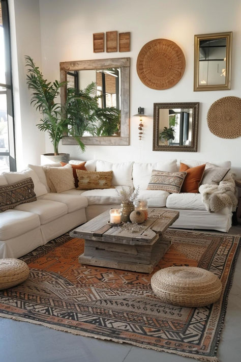 40 Bohemian Living Room Ideas for a Free-Spirited Vibe Earthy Living Room, Modern Boho Living Room, Bohemian Living Rooms, Beige Living Rooms, Living Room Decor Inspiration, Boho Living Room Decor, Inspire Me Home Decor, Bohemian Living, Living Room Decor Cozy