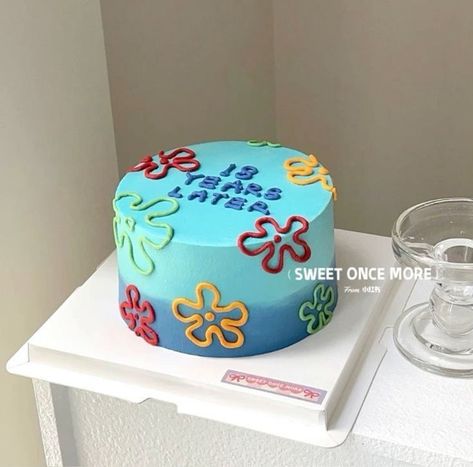 Cakes From Cartoons, 26 Years Later Spongebob Cake, Spongebob Cake Years Later, Spongebob 18th Birthday Cake, Small Spongebob Cake, Spongebob Bday Cake, Simple Spongebob Cake, Cartoon Party Ideas, Sponge Bob 16th Birthday Cake