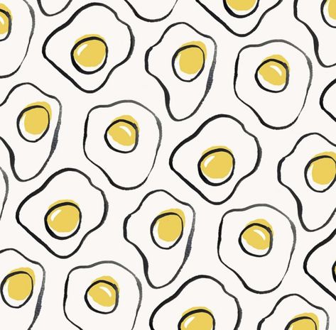 This egg pattern by Sara Combs shows pattern by repeating the eggs. Prints And Patterns, Food Illustration, Surface Pattern, Print Pattern, Pattern Design, Egg, Doodles, Art Design, Textiles