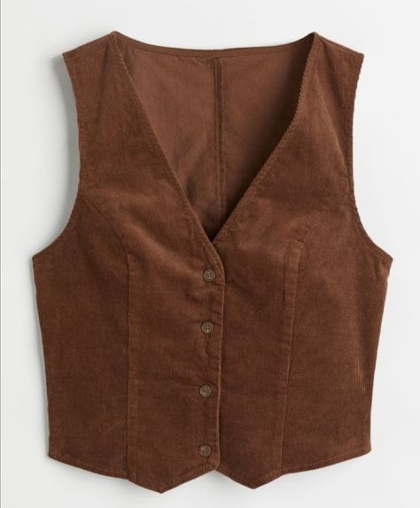 Brown Vest Women, Ropa Upcycling, Vest Outfits For Women, Corduroy Vest, Suede Texture, Old Fashion Dresses, Brown Vest, Retro Mode, Vintage Vest