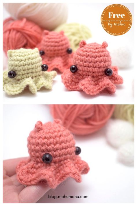 Dumbo Octopus Crochet, Octopus Amigurumi, Dumbo Octopus, Octopus Crochet Pattern, Balls Of Yarn, Keychain Crochet, Crochet Octopus, Mode Crochet, Pola Amigurumi