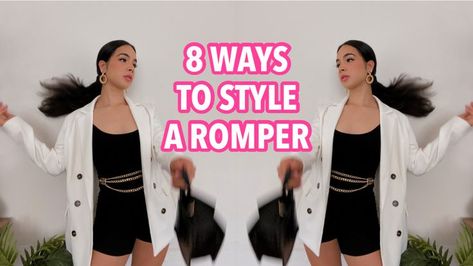 different ways to wear a black bodycon romper, casual outfits, dressy outfits, summer outfits, spring outfits, school outfits, night out outfit, date night outfit, Romper With Belt Outfit, Gold Romper Outfit, How To Style Romper Outfit Ideas, Fitted Romper Outfit, Black Romper Outfit Night, Tube Romper Outfit, Bodycon Romper Outfit, Strapless Romper Outfit, Styling A Romper