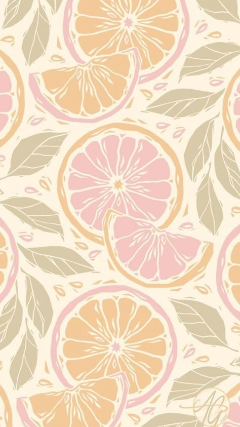 #wallpaper Spring Summer Prints, Block Print Pattern Design, Print Patterns Aesthetic, Aop Prints, Print Paper Design, Sliced Grapefruit, Grapefruit Wallpaper, Oranges Design, Sliced Oranges