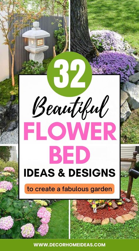 Best Flower Bed Ideas And Designs. Boost your curb appeal with some fresh new flower bed ideas, flower designs and patterns that you can add to your front or backyard. #decorhomeideas Curved Flower Beds, Sunny Flower Bed Ideas, Flowerbeds Around House, Cheap Flower Bed Ideas, Round Flower Bed Ideas, Circle Flower Bed, Flower Bed Designs Layout, Hydrangea Flower Bed, Annual Flower Beds