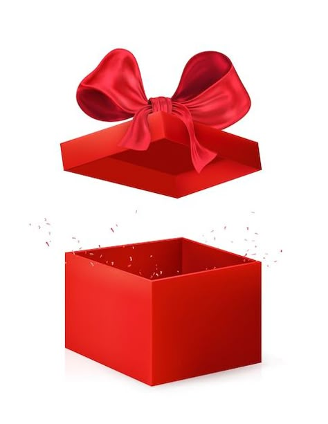 Vector red open gift box. birthday or ch... | Premium Vector #Freepik #vector #gift-3d #present-box #red-gift #red-box Open Gift Box Ideas, Present Box Illustration, Opening Presents, Opening Presents Christmas, Open Box, Red Gift Box Ideas, Present Box, Gift Illustration, Christmas Present Drawing