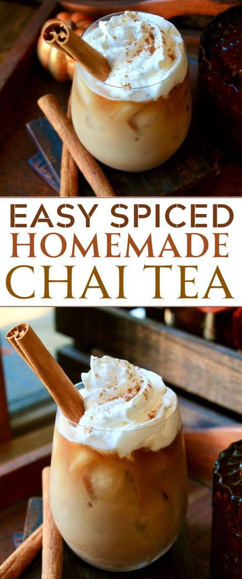 This easy mixture makes for a slightly concentrated spiced chai tea recipe. It can easily be made and served as hot chai tea or cold iced chai tea (or chai tea latte). The bold warming and cozy spices of chai tea are amplified with pinches of ground ginger, clove, and cinnamon for an extra layer of warm spiced flavor.  #chaitea #chaitearecipe #icedchaitea #chaitealatte #chaitealattestarbucks #homemadechaitea #easychaitea Chai Bubble Tea, Good Tea Recipes, Instant Chai Tea Mix Recipe, Chai Tea Spice Blend, Hot Chai Tea Latte Recipe, Russian Tea Mix With Tang, Clove Tea Recipes, Chi Tea Latte Recipe, Healthy Chai Tea Latte