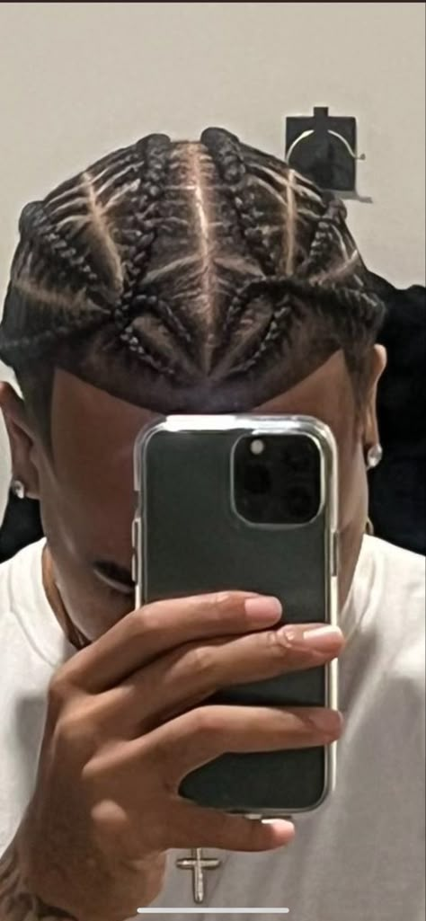 Braided Hairstyles Men Short Hair, Mens 4 Cornrows, Stitch Braid Styles For Men, Squiggly Cornrows, Men Braids To The Back, Money Sign Braids Men, French Montana Braids, Afro Hairstyles Men Braids, Mens Hairstyles Black Men Braids