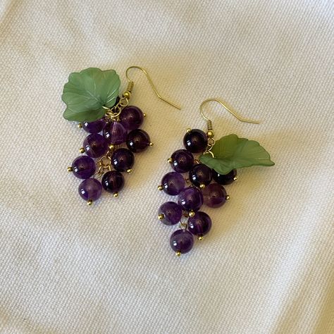 Grape Earrings, Fruit Jewelry, Dope Jewelry, Funky Jewelry, Bijoux Diy, Back In Stock, Fun Earrings, Pretty Jewellery, Ear Jewelry