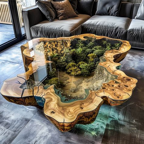 Diy Resin Furniture, Seni Resin, Diy Resin Table, Resin And Wood Diy, Epoxy Wood Table, Wood Resin Table, Resin Tables, Acid Stain, Wood Table Design