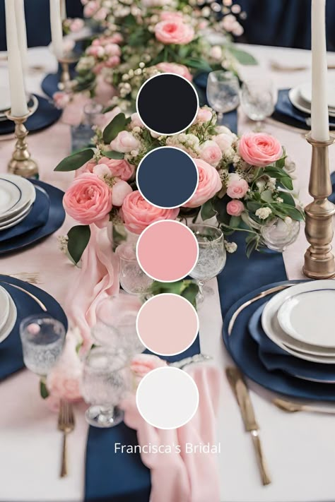 Navy Blue and Pink Marriage ceremony Colour Concepts: Stunning Navy and Pink Marriage ceremony Concepts Check more at https://howcandothis.com/weddingideas/navy-blue-and-pink-marriage-ceremony-colour-concepts-stunning-navy-and-pink-marriage-ceremony-concepts/ Pink Blue Wedding Decoration, Summer Color Wedding Theme, Wedding Color Palette 2024 Summer, Wedding Color Schemes For March, Wedding Color Combinations Summer, Springtime Wedding Ideas, Summer Wedding Colors Navy, Wedding Colour Combos, Wedding Theme Pink And Blue