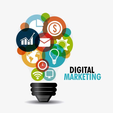 Digital marketing icons in light bulb shape Online Shop Aesthetic, Logo Online Shop, Marketing Icon, Digital Marketing Design, Shop Aesthetic, Marketing Logo, Digital Marketing Training, Best Digital Marketing Company, On Page Seo