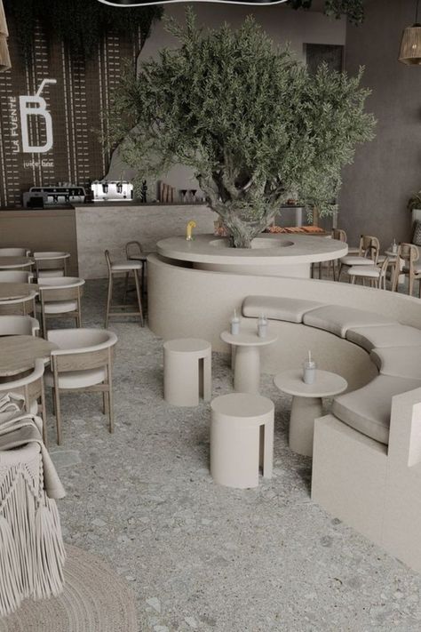 High End Cafe Interior Design, Garden Cafe Outdoor Coffee Shop, White Cafe Design, Cafe Lounge Design, White Cafe Interior, Cafe Restaurant Concept, Cafe Concept Ideas, Minimalist Cafe Design, Cafe Decoration Ideas