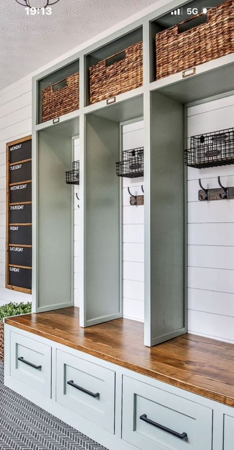 Built Ins For Storage, Mud Room Laundry Room Combo Farmhouse, Locker Room Entry Way, Laundry Room Ideas Top Loader Layout With Sink, Open Locker Mudroom, Laundry Room Mud Room Half Bath Combo, Laundry Room Design Front Loaders On Pedestals, Mud Locker Ideas, Locker System In Mudroom