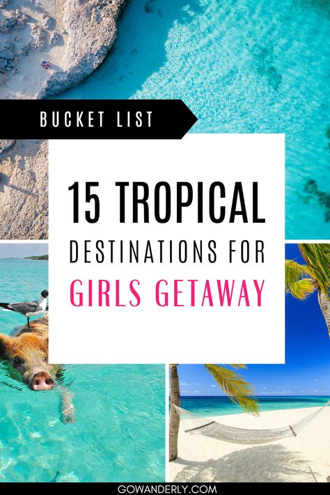 Discover 15 amazing island destinations perfect for a girls' trip. Places To Travel Beach, Best Girl Trips Destinations, Girls Vacation Ideas, Girls Trips Ideas, Girls Trip Locations, Best Girls Trip Destinations, Girls Trip Ideas, Beach Girls Trip, Girls Trip Destinations