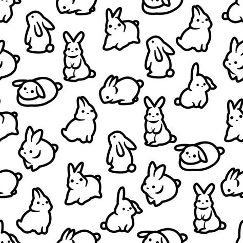 Bunny Seamless Pattern, Black And White Seamless Pattern, Black And White Design Graphic, Bunny Pattern Wallpaper, White Rabbit Cartoon, Cake For Mum, Rabbit Background, Cartoon Bodies, Rabbit Fashion