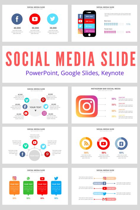 Social Media Powerpoint Template, Social Media Presentation Template, Social Media Marketing Presentation, Social Media Report Design, Social Media Presentation Design, Social Media Infographic Design, Social Media Presentation, Powerpoint Examples, Social Media Analysis