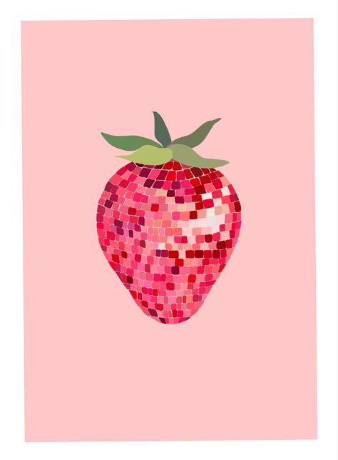 Preppy Digital Art, Painting Ideas On Canvas Strawberry, Girly Canvas Art, Red Preppy Aesthetic, Strawberry Aesthetic Icon, Pink Disco Aesthetic, Preppy Icon, Ipad Makeover, Small Widget